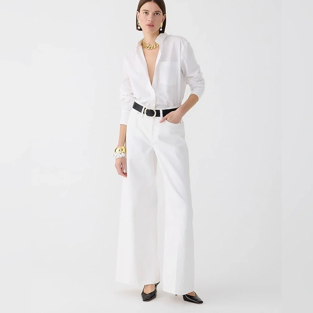 NWT J.Crew High-rise superwide-leg jean in white